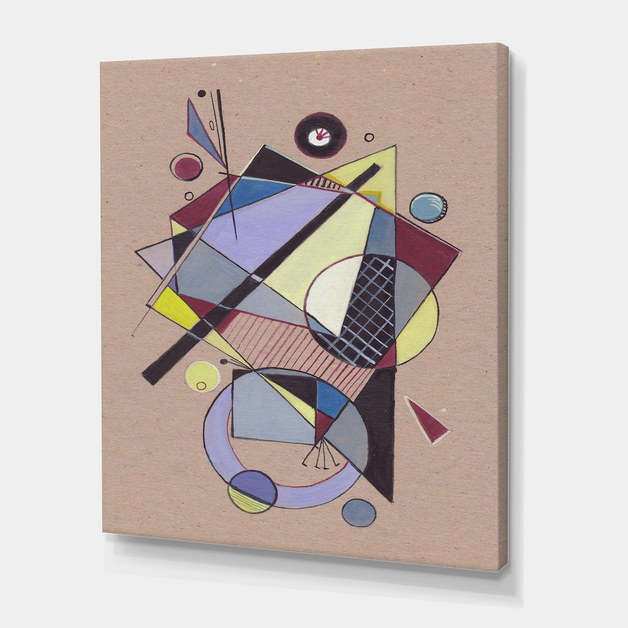 Designart - Colored Geometric Abstract Compositions IV - Modern Canvas Wall Art Print